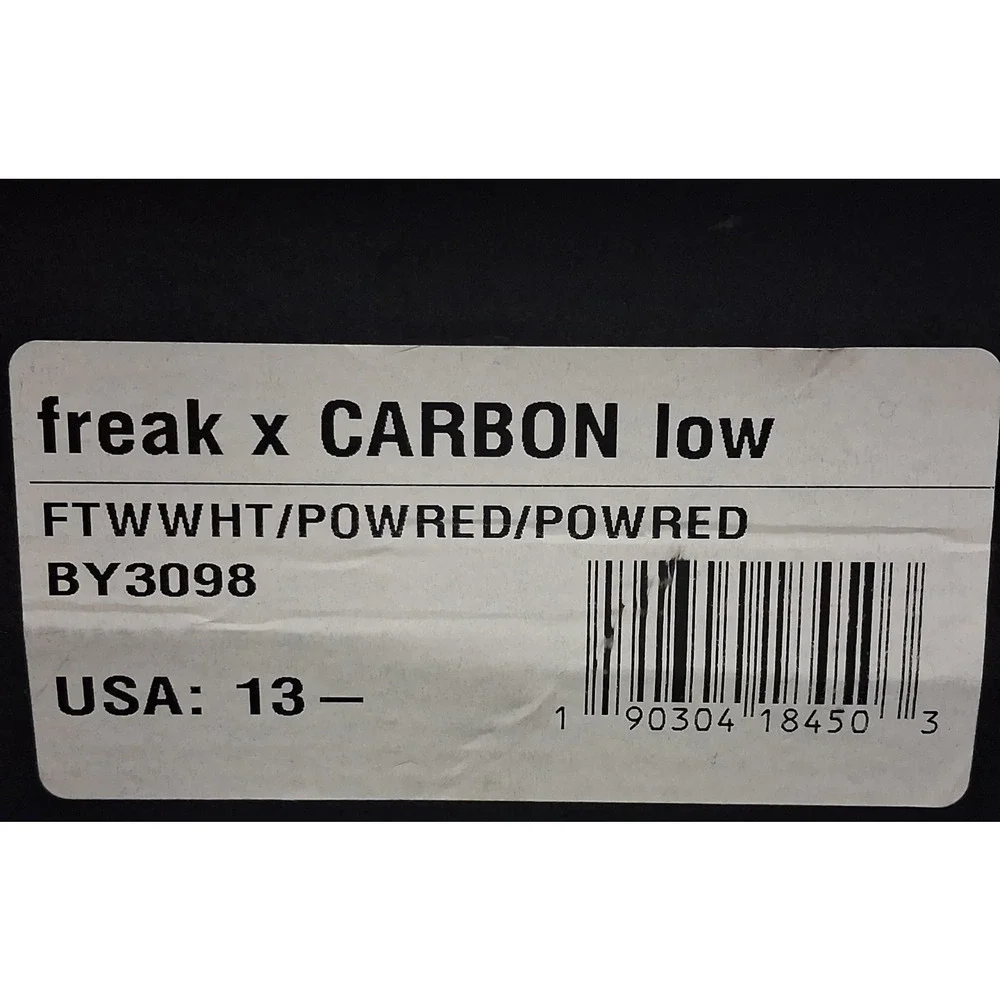 Adidas Freak X Carbon Low Football Cleats White Red Men's Size 13.5 BY3098 NIB